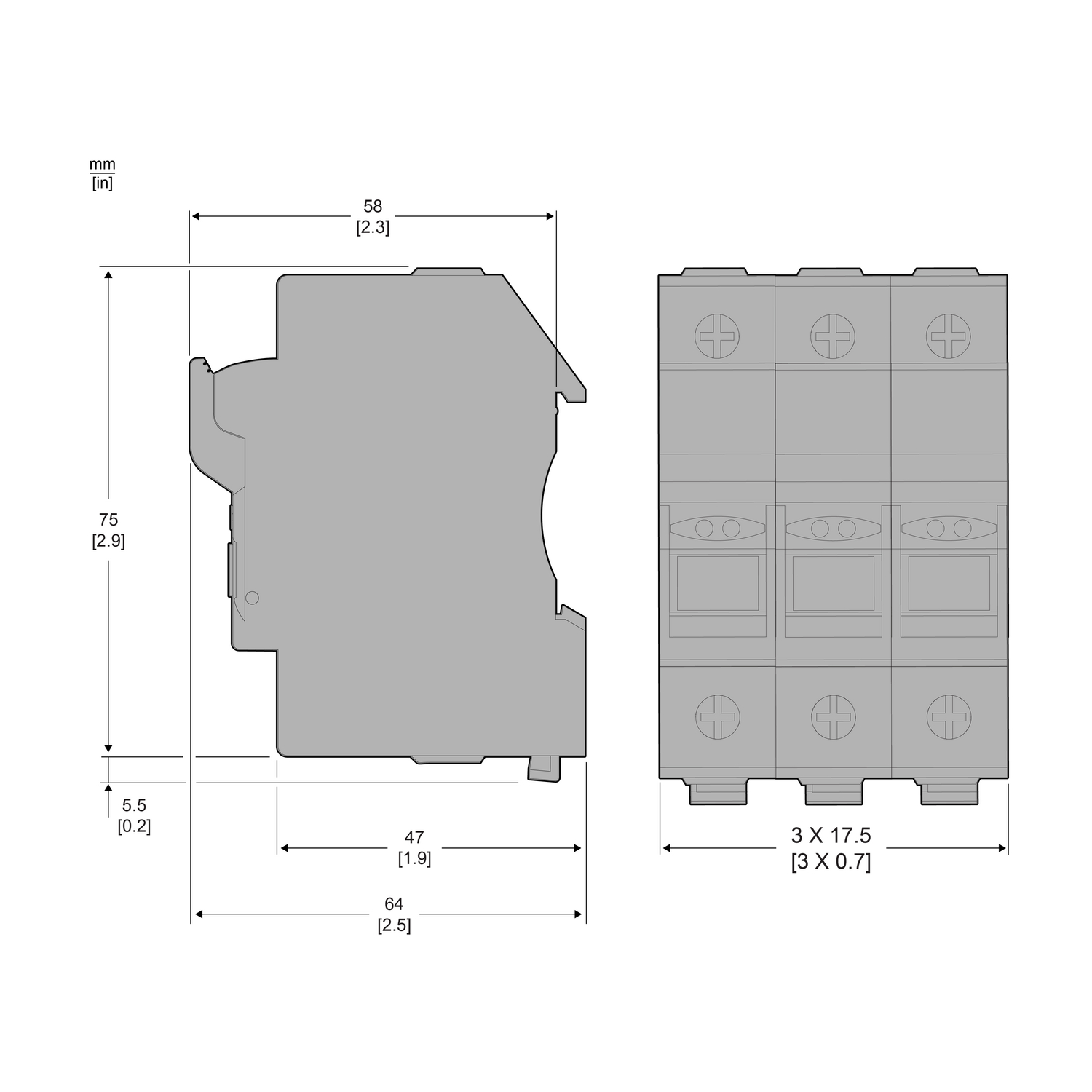 DF103_1 TeSys - porte-fusible - 3P - 32A - pour fusible 10x38mm – Image 1