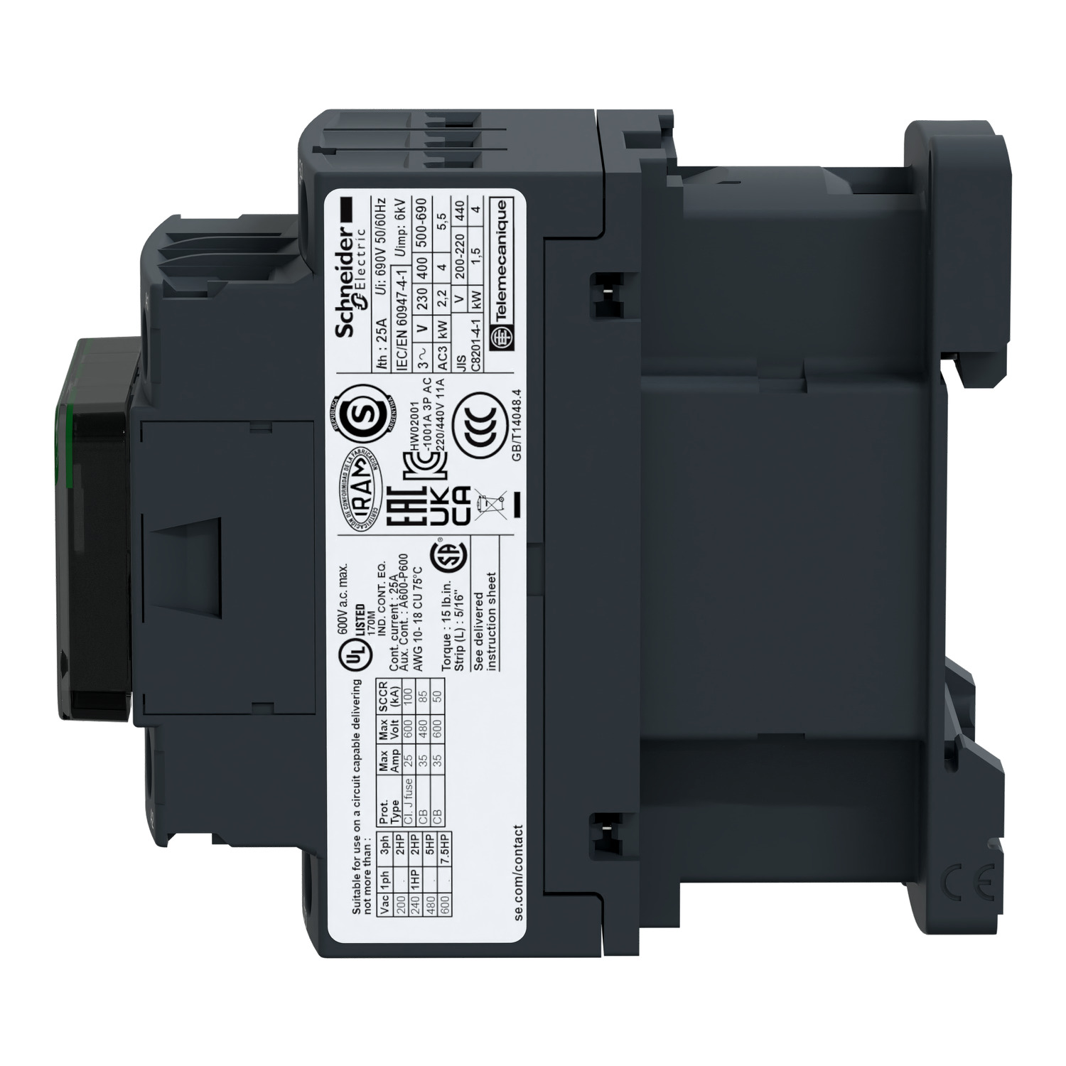 LC1D12Q7_1 TeSys LC1D - contacteur - 3P - AC-3 440V - 12A - bobine 380Vca – Image 1