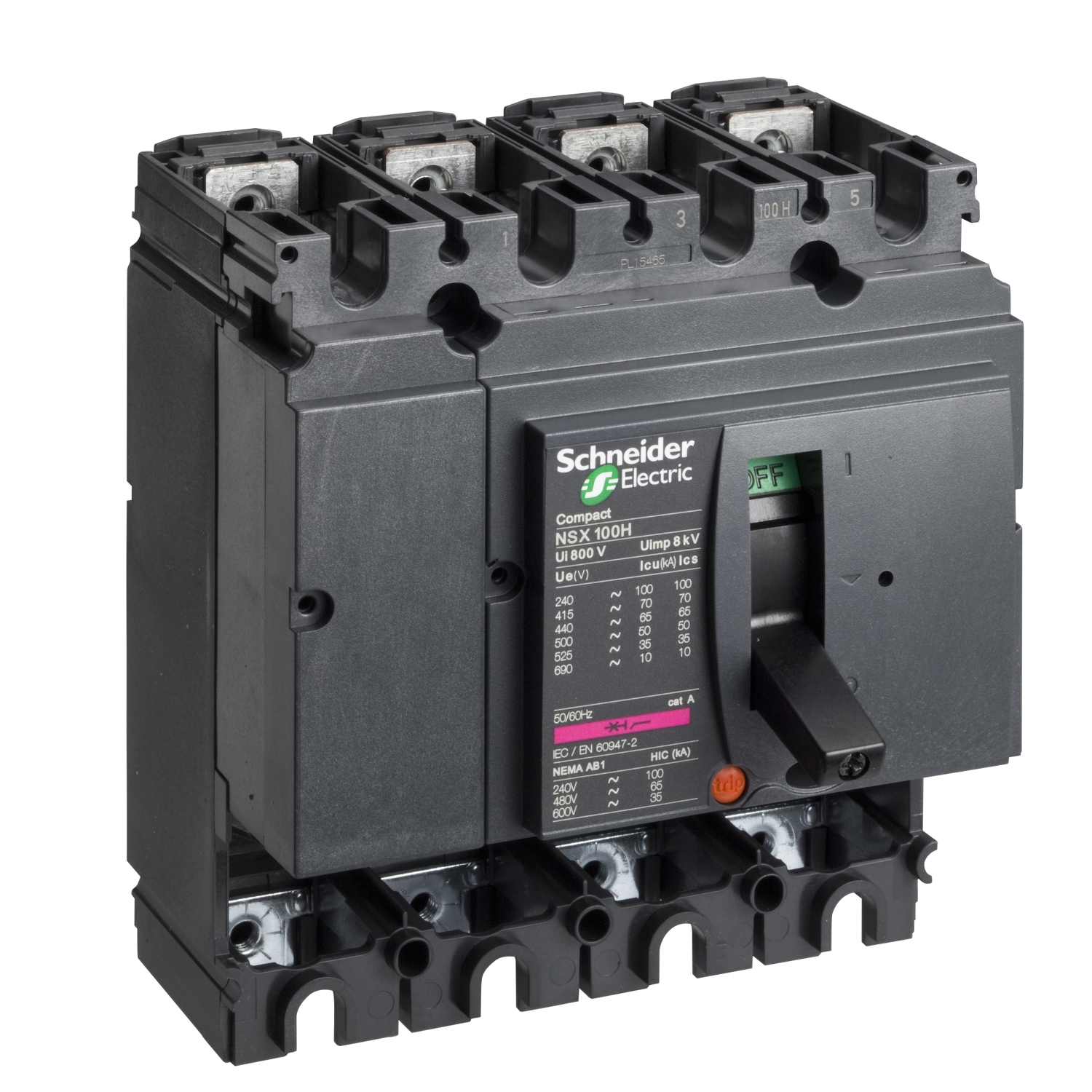 LV429009_1 Compact NSX100H - disjoncteur - 100A - 4P - sans déclencheur – Image 1