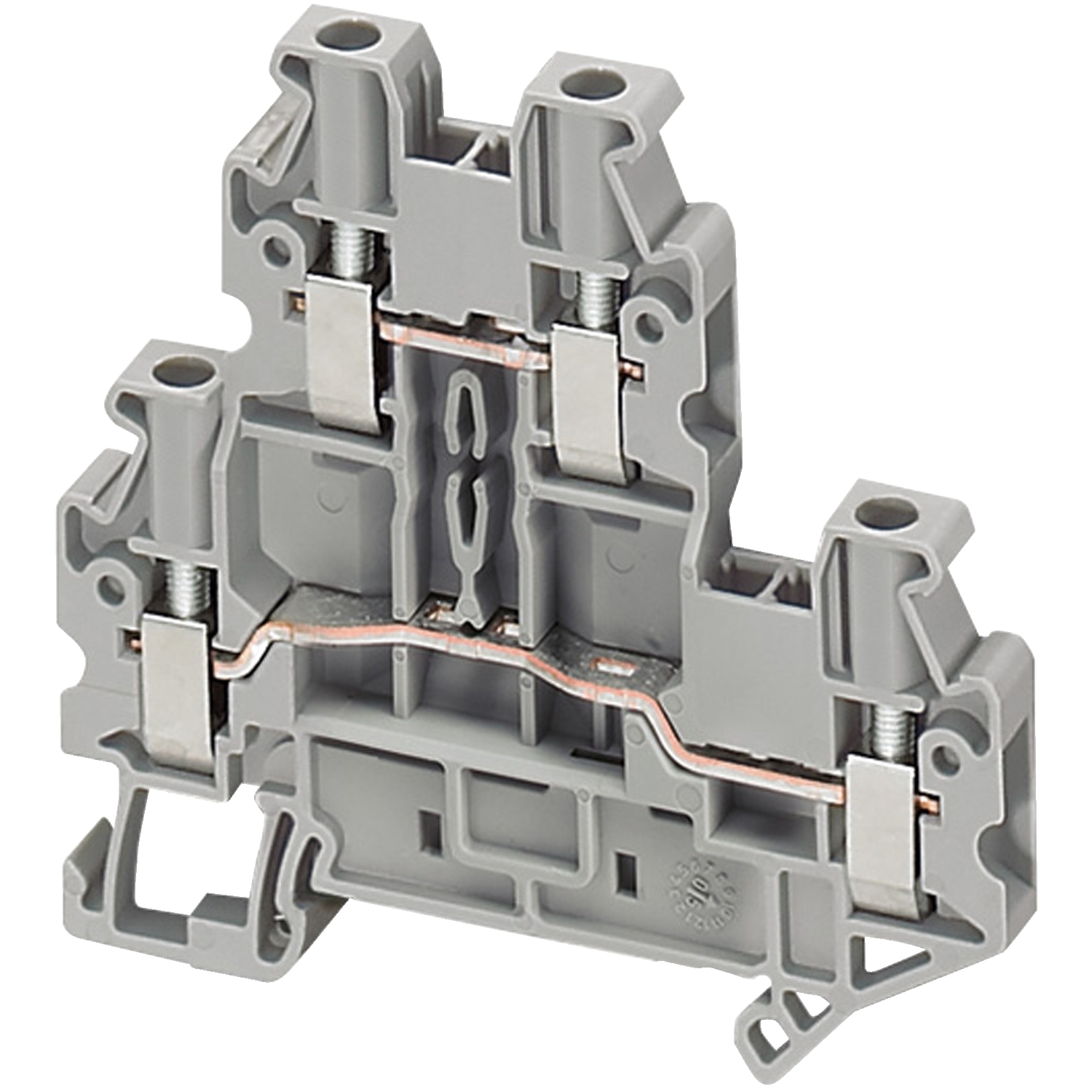 NSYTRV24D_1 Borne à vis - 2 niveaux - passant - 4 points - 2,5mm² - gris – Image 1