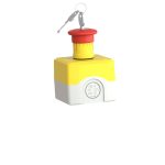 Harmony XAL - boite jaune arrêt urgen rouge - pouss tourn à clé - 1F+1O - Ø40