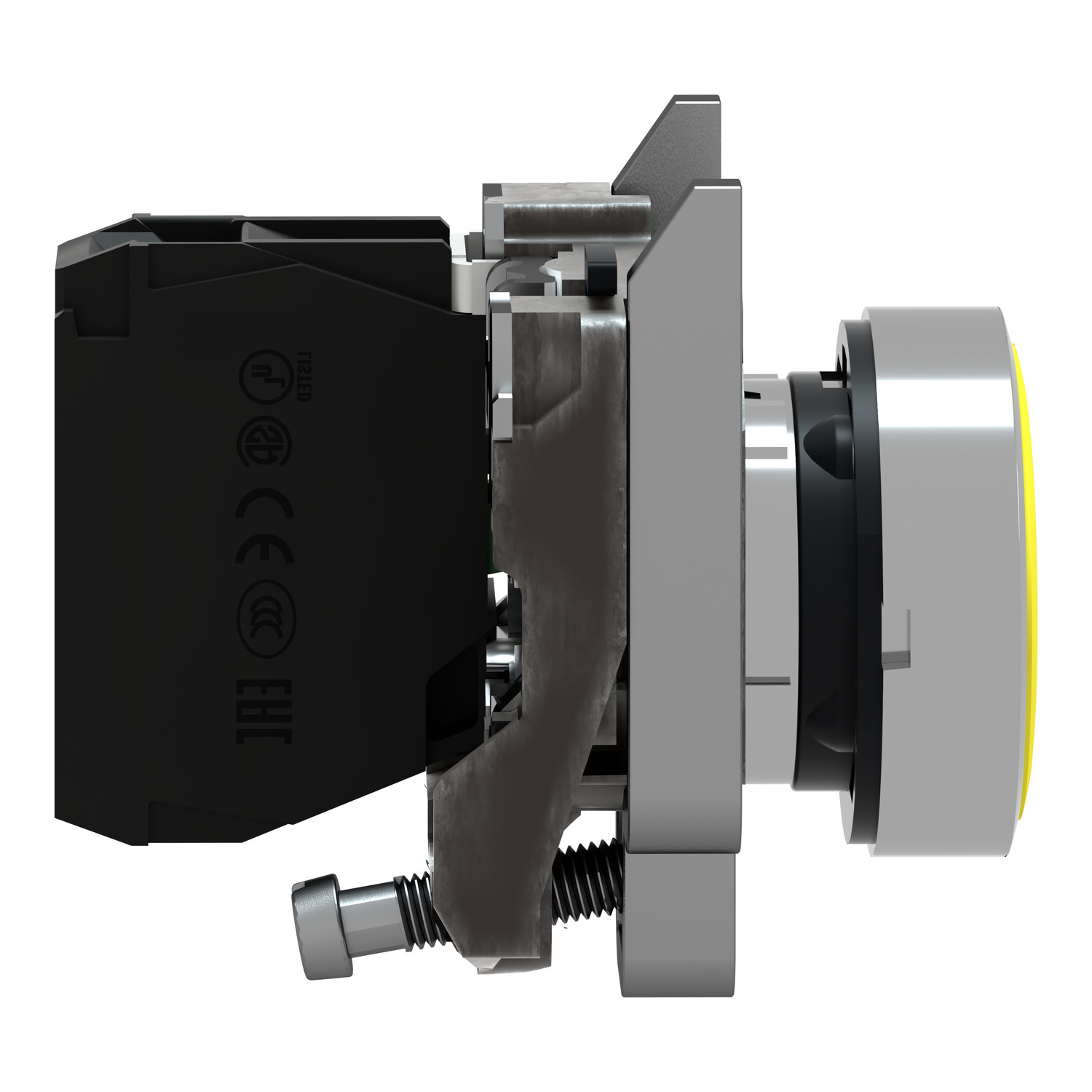 XB4BA51_1 Harmony XB4 - bouton poussoir à impulsion - Ø22 - jaune - 1F - vis étrier – Image 1