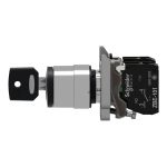 Harmony XB4 - bouton à clé 455 - Ø22 - 3 pos fix - retr C - 2F - vis étrier