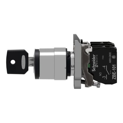 Harmony XB4 - bouton à clé 455 - Ø22 - 3 pos fix - retr C - 2F - vis étrier