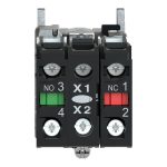 Harmony XB4 - poussoir lumineux - 1F+1O - vert - Ø22 - alim directe < 250V
