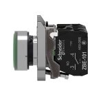 Harmony XB4 - poussoir lumineux LED - 1F+1O - vert - Ø22 - 230VAC