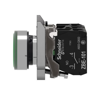 Harmony XB4 - poussoir lumineux LED - 1F+1O - vert - Ø22 - 230VAC