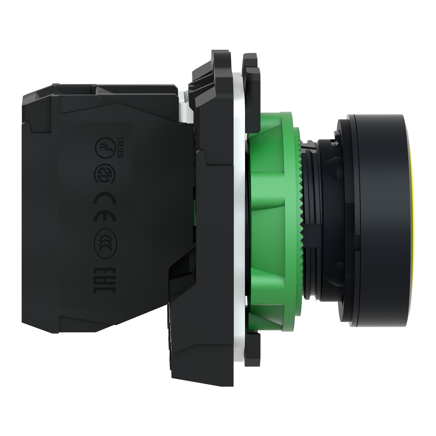 XB5AA51_1 Harmony XB5 - bouton poussoir à impulsion - Ø22 - jaune - 1F - vis étrier – Image 1