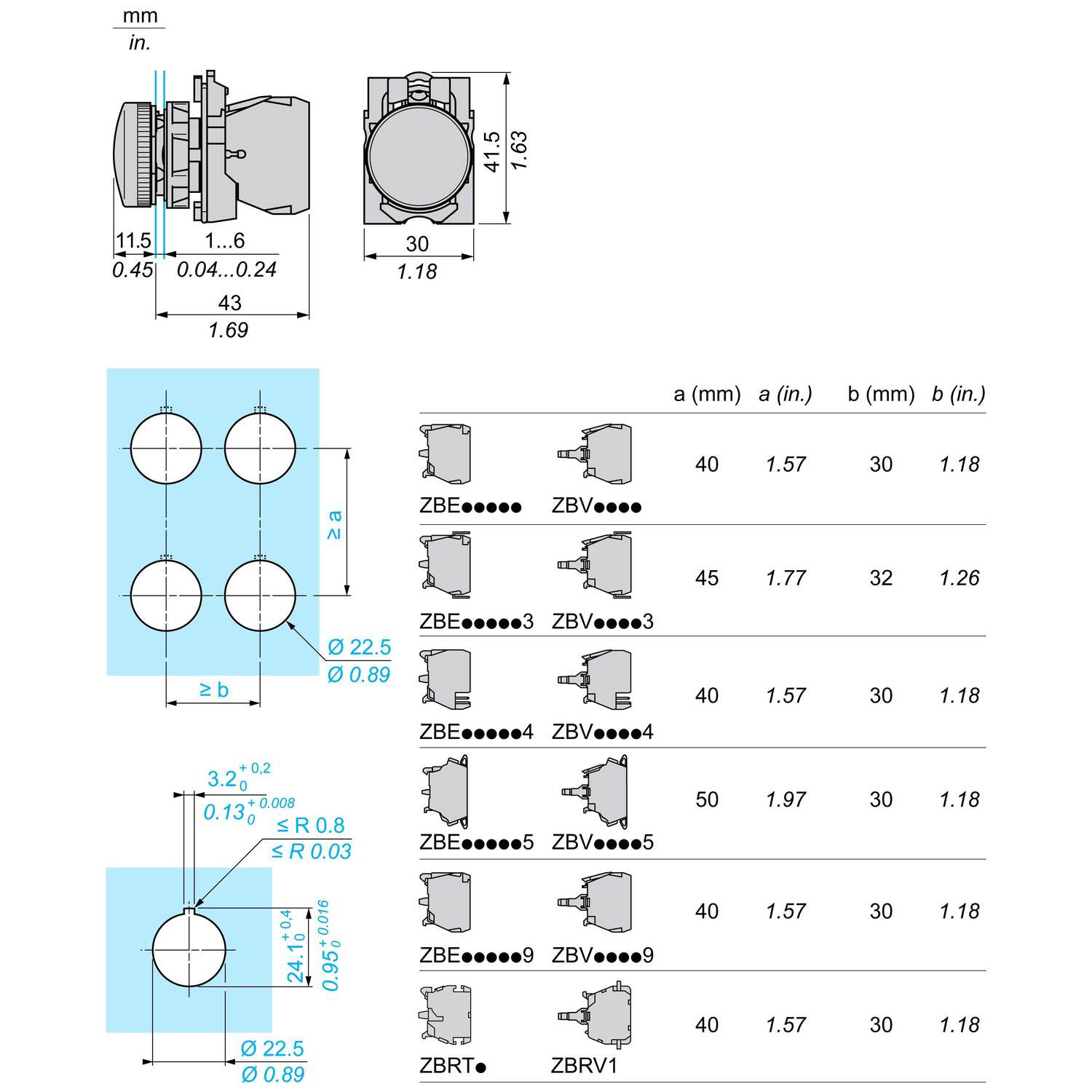 XB5AV61_1 Harmony XB5 - voyant lumineux BA9s - Ø22 - blanc - direct 250V max - vis étrier – Image 1