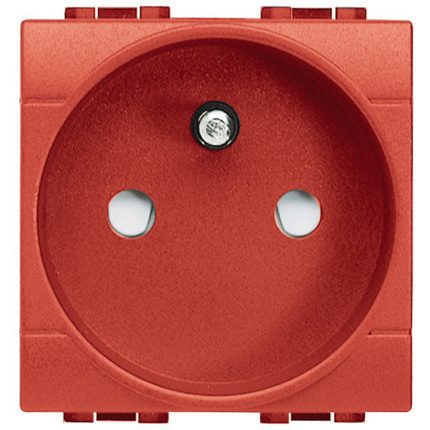 Living Light 2P+E socket outlet with screw terminals - red - 2 modules