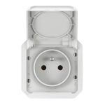 Prise de courant Plexo standard Franco-Belge 16A 250V - Complet encastré - Blanc - IP55 - IK08 – Image 2