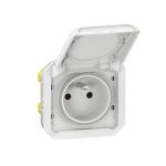 Prise de courant Plexo standard Franco-Belge 16A 250V - Complet encastré - Blanc - IP55 - IK08
