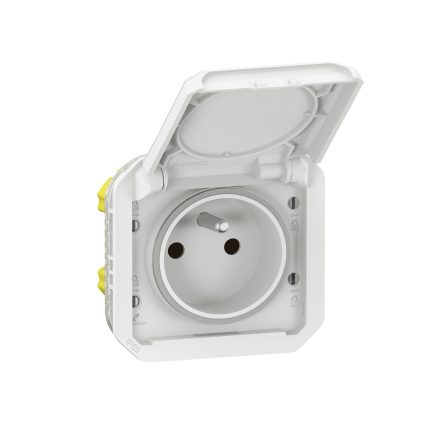 Prise de courant Plexo standard Franco-Belge 16A 250V - Complet encastré - Blanc - IP55 - IK08