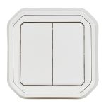Double switch or two-way switch 10AX or push button 10A Plexo - Complete flush-mounted - White - IP55 - IK08 - Image 2