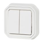 Double switch or two-way switch 10AX or push button 10A Plexo - Complete flush-mounted - White - IP55 - IK08 - Image 3