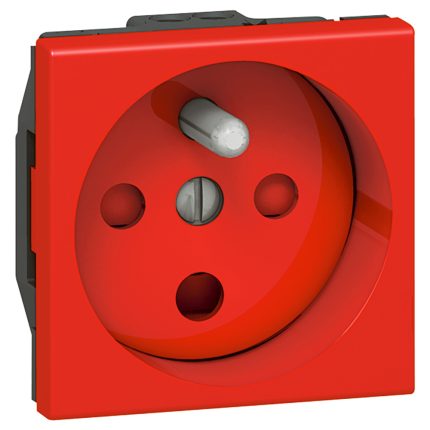 Prise de courant 2P+T à détrompage Mosaic 2 modules rouge