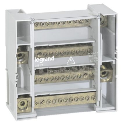 Répartiteur modulaire monobloc tétrapolaire à bornes - 250A - 12 connexions par barreau - 9 modules
