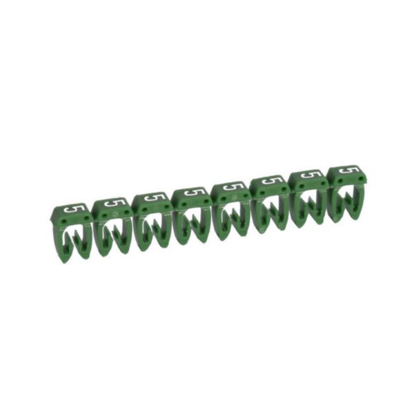th_038235-LEGRAND-1000.jpg Repère CAB 3 pour filerie 4mm² à 6mm² avec chiffre 5Vert – Image 1