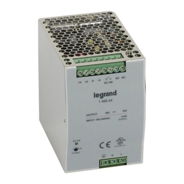 th_146644-LEGRAND-1000.jpg Alimentation stabilisée à découpage monophasée entrée 100V~ à 240V~ et sortie 48V= - 480W – Image 1