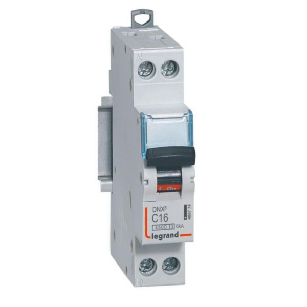 th_406774-LEGRAND-1000.jpg Disjoncteur Phase+Neutre DNX³4500 6kA arrivée et sortie borne à vis - 1P+N 230V~ 16A courbe C - 1 module – Image 1