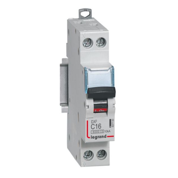 th_407700-LEGRAND-1000.jpg Disjoncteur DX³6000 10kA arrivée haute et départ bas à vis U+N 230V~ - 16A - courbe C - 1 module – Image 1