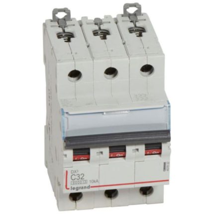 Disjoncteur DX³6000 10kA arrivée haute et départ bas à vis 3P 400V~ - 32A - courbe C - pour peigne HX³ traditionnel