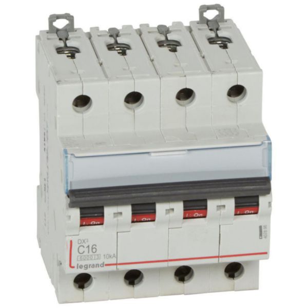 th_407898-LEGRAND-1000.jpg Disjoncteur DX³6000 10kA arrivée haute et départ bas à vis 4P 400V~ - 16A - courbe C - pour peigne HX³ traditionnel – Image 1