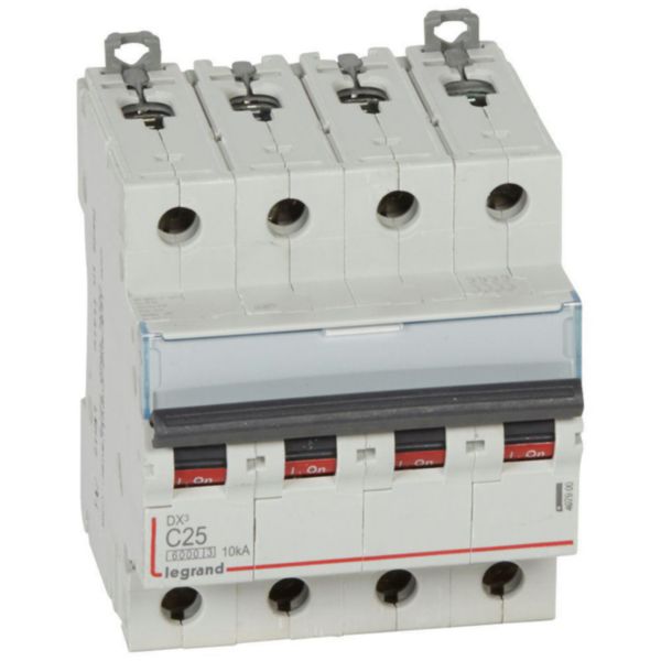 th_407900-LEGRAND-1000.jpg Disjoncteur DX³6000 10kA arrivée haute et départ bas à vis 4P 400V~ - 25A - courbe C - pour peigne HX³ traditionnel – Image 1