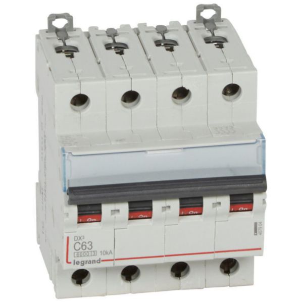 th_407904-LEGRAND-1000.jpg Disjoncteur DX³6000 10kA arrivée haute et départ bas à vis 4P 400V~ - 63A - courbe C - pour peigne HX³ traditionnel – Image 1
