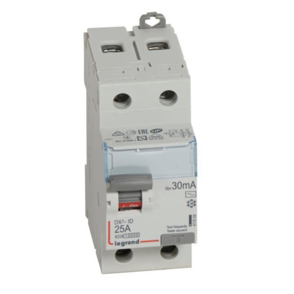 th_411504-LEGRAND-1000.jpg Interrupteur différentiel DX³-ID arrivée haute et départ bas à vis - 2P 230V~ 25A typeAC 30mA - 2 modules – Image 1