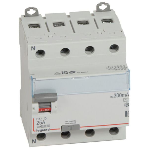 th_411664-LEGRAND-1000.jpg Interrupteur différentiel DX³-ID arrivée haute et départ bas à vis - 4P 400V~ 25A typeAC 300mA - 4 modules – Image 1