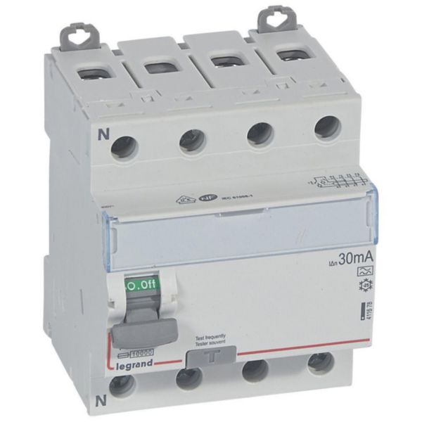 th_411678-LEGRAND-1000.jpg Interrupteur différentiel DX³-ID arrivée haute et départ bas à vis - 4P 400V~ 100A typeA 30mA - 4 modules – Image 1