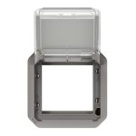 Adaptateur étanche Plexo IP55 pour fonction Mosaic - finition gris à volet transparent – Image 2