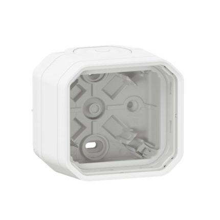 Boîtier saillie étanche Plexo 1 poste avec 2 embouts à membrane et 1 entrée - blanc