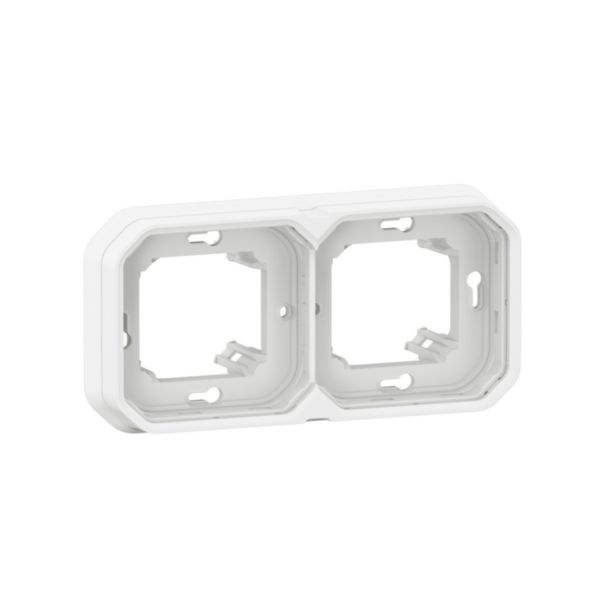th_LG-069694L-WEB-R2.jpg Support plaque étanche pour montage encastré 2 postes horizontaux ou verticaux Plexo - blanc – Image 1