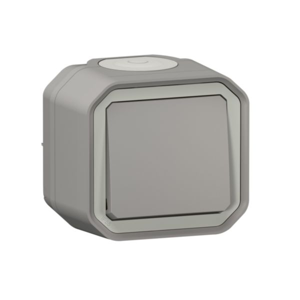 th_LG-069720L-WEB-R.jpg Poussoir NO étanche Plexo 10A IP55 IK08 livré complet pour fixation saillie - gris – Image 1