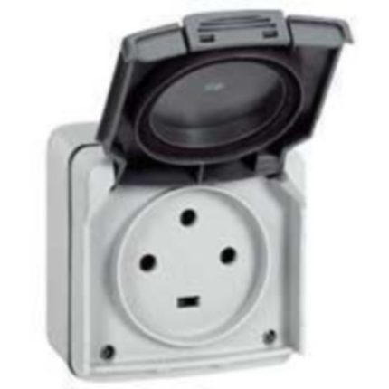 Prise étanche 3P+T 20A Plexo complet IP55 saillie - gris