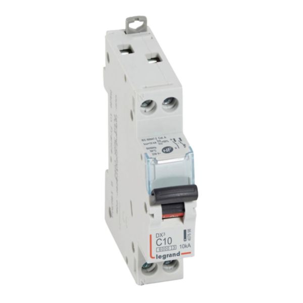 th_LG-407698-WEB-R.jpg Disjoncteur DX³6000 10kA arrivée haute et départ bas à vis U+N 230V~ - 10A - courbe C - 1 module – Image 1